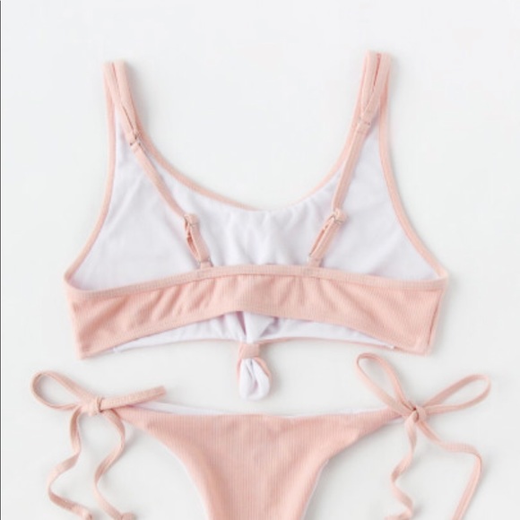 🆕Blush pink knot front tie ribbed bikini set - Picture 3 of 7